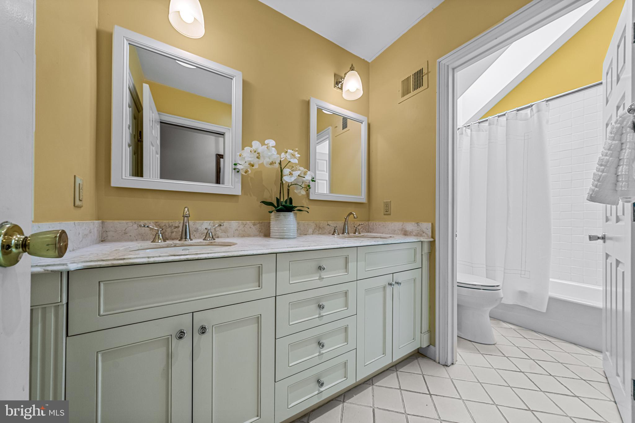 607 Foxfields Road Bryn Mawr, PA 19010 - Photo 31 of 48 Hall bath-double sink/separate toilet/shower area