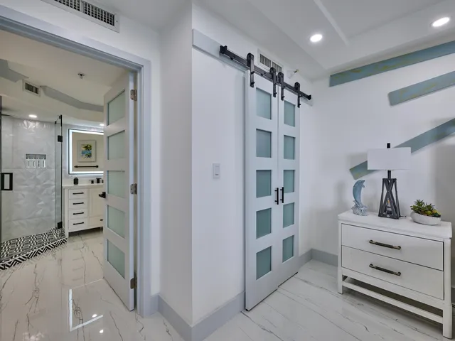 a balcony with a garden view