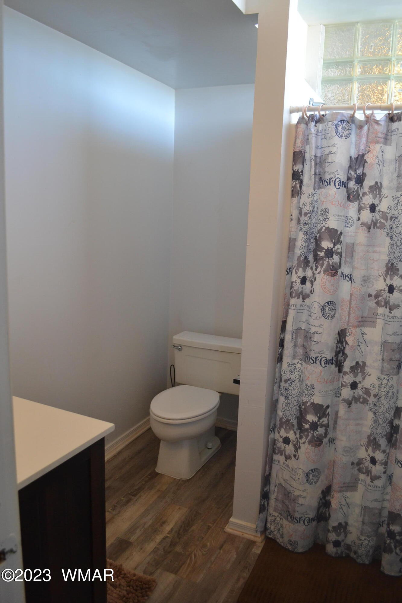 5661 Valley Road Snowflake, AZ 85937 - Photo 23 of 55 a bathroom with a toilet and a shower curtain
