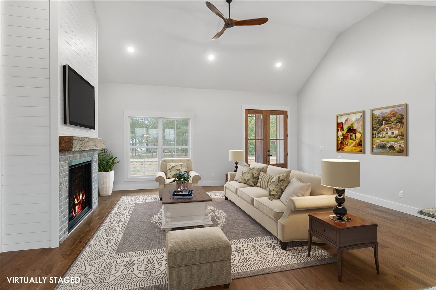 136 Summer Lk Drive Summertown, TN 38483 - Photo 11 of 48 a living room with furniture a fireplace and a flat screen tv
