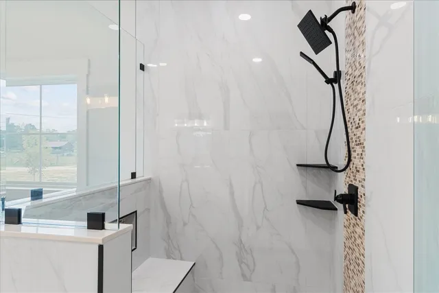 a bathroom with a shower