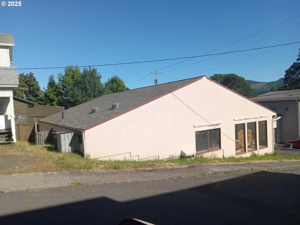 a view of a house with a street
