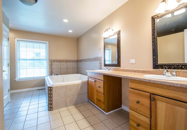 12N330 Switzer Road Elgin, IL 60124 - Photo 16 of 25 a bathroom with a tub a sink and a mirror
