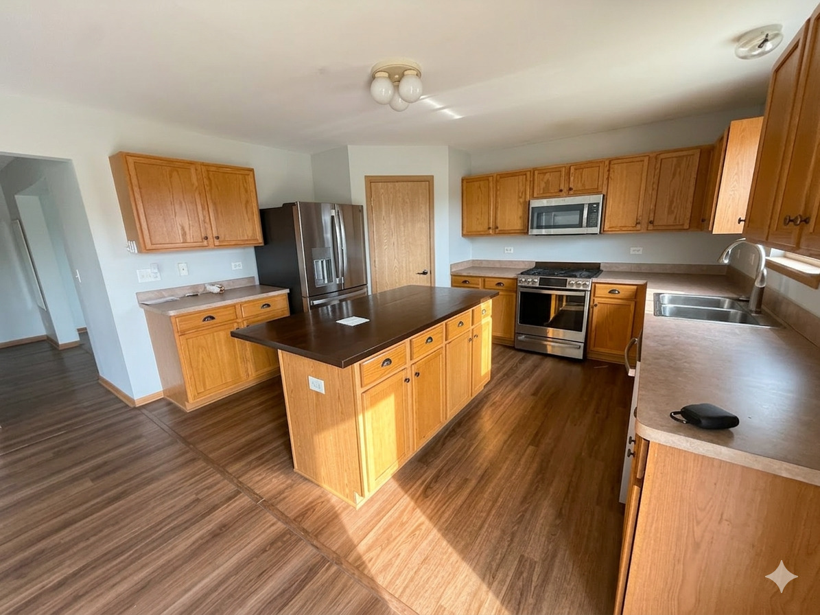 966 Forest View Way Antioch, IL 60002 - Photo 2 of 23 a kitchen with stainless steel appliances granite countertop a sink stove and wooden floor