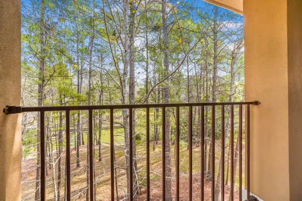 a view of a street from a balcony