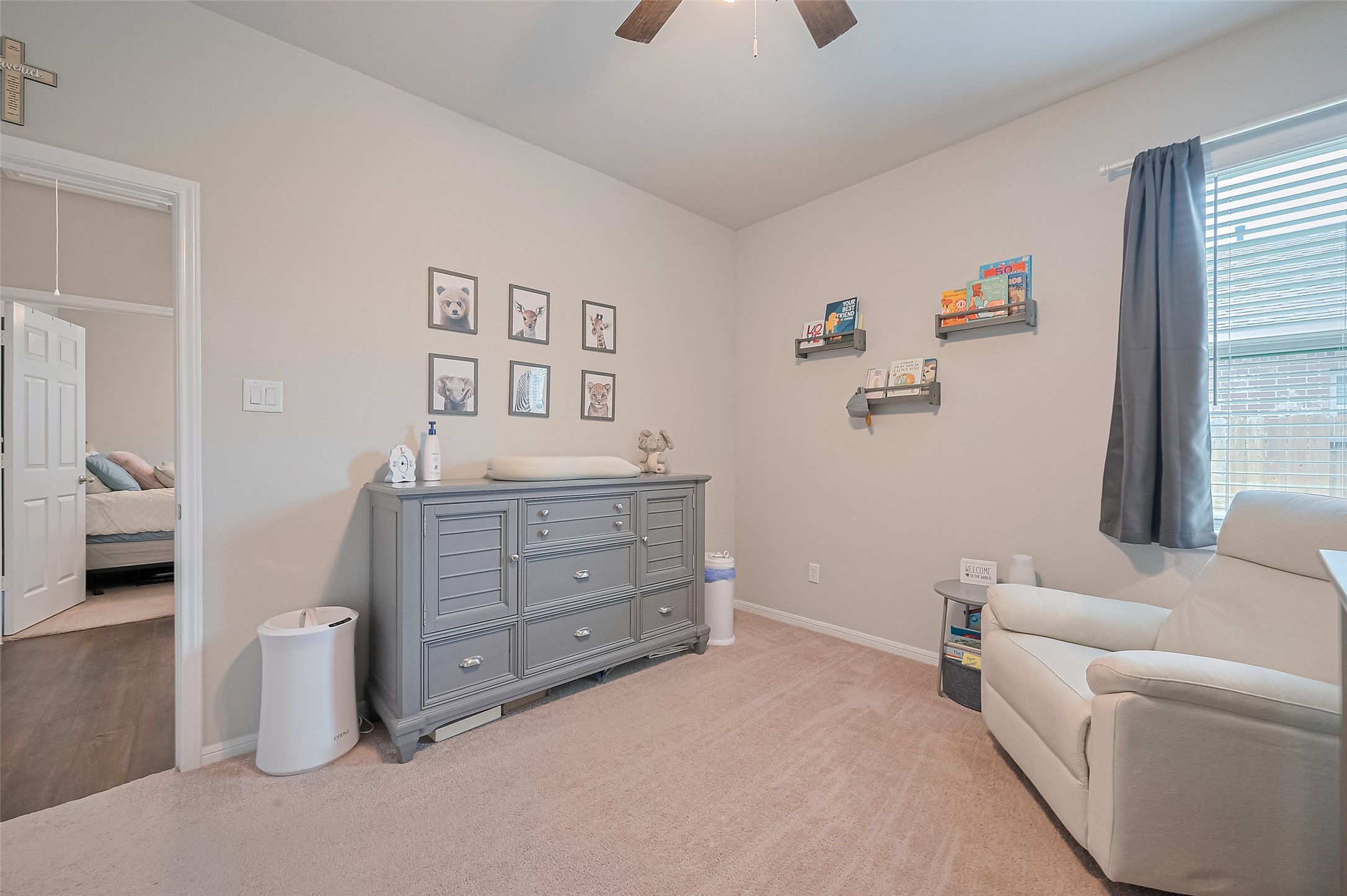 1214 Red Hills Drive Rosharon, TX 77583 - Photo 23 of 46 a bedroom with a baby bed couch and a window