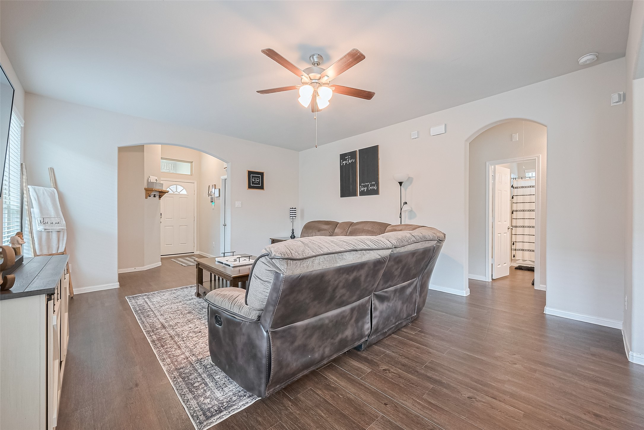 1214 Red Hills Drive Rosharon, TX 77583 - Photo 8 of 46 a living room with furniture and a wooden floor