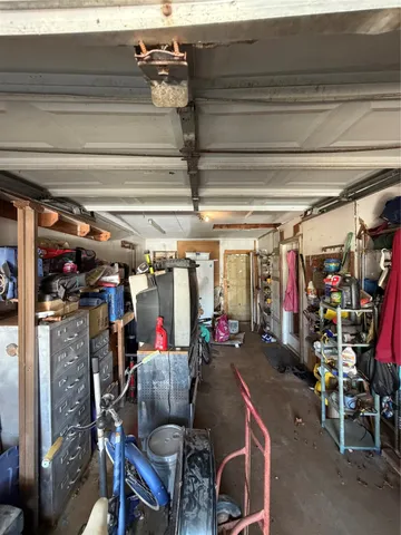 a view of a storage room with racks
