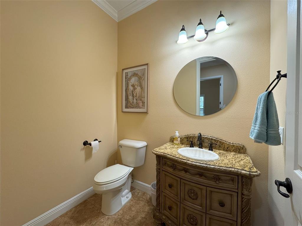 1024 West Beagle Run Loop Hernando, FL 34442 - Photo 25 of 44 a bathroom with a granite countertop toilet a sink and mirror