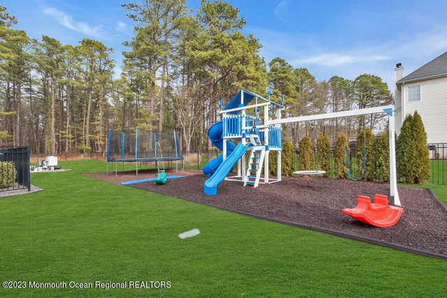a view of a park with slide