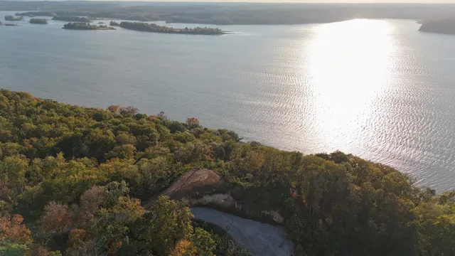 an empty room with mountain view