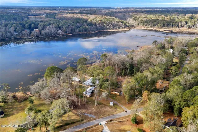 a view of a lake with a mountain