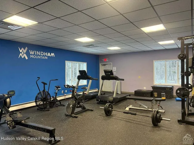 a view of a room with gym equipment