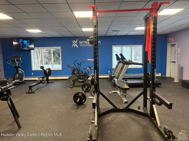 a view of a room with gym equipment