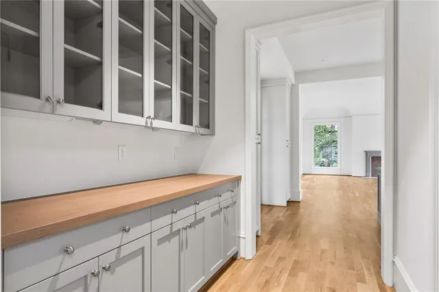 a view of a kitchen with an entryway
