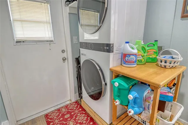 a view of a garden with a building in the background