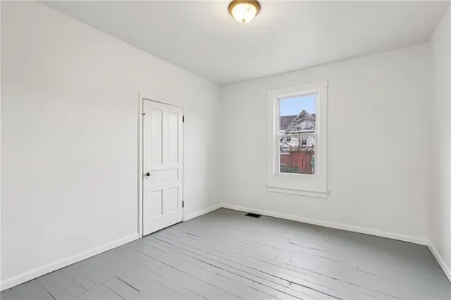 an empty room with a workbench