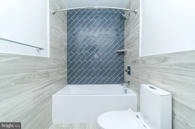 a bathroom with a toilet and a bathtub