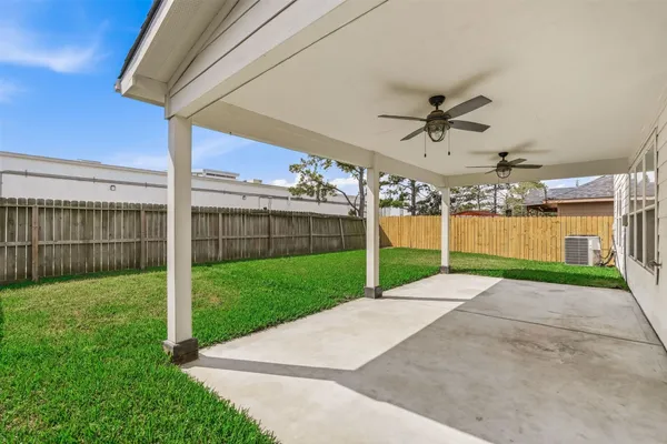 a view of a porch with a backyard
