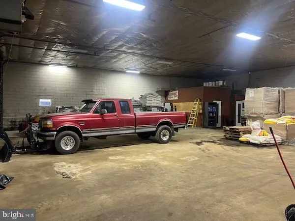 a view of a car in garage