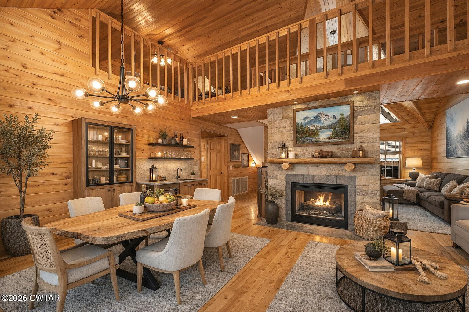 372 Aubrey Fergerson Road Gadsden, TN 38337 - Photo 8 of 50 a dining room with furniture a fireplace and wooden floor