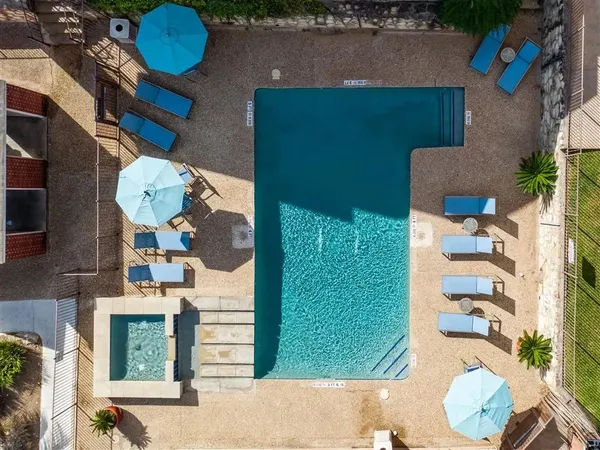 an aerial view of a house having yard