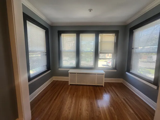 a living room with a large window