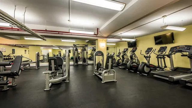 a view of a room with gym equipment