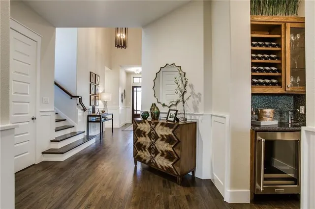 a view of entryway with wooden floor