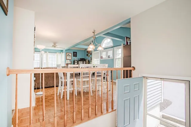 a view of living room with a large window