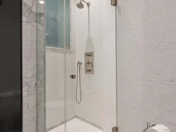 a bathroom with a shower