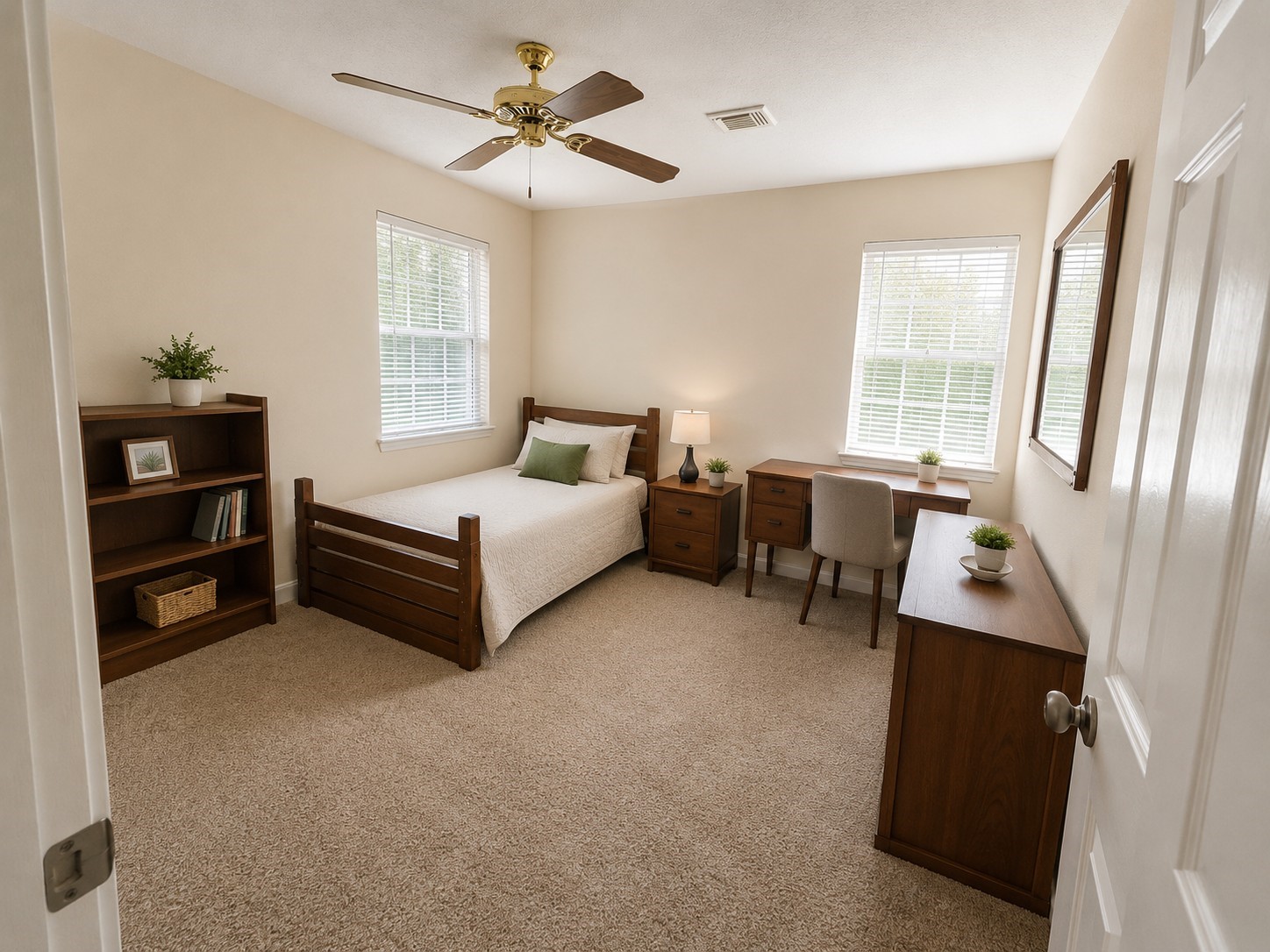 5518 Lacreek Lane Spring, TX 77379 - Photo 26 of 29 BEDROOM 4 - Comfortable secondary bedroom with two windows providing plenty of natural light and ample space for bedroom furniture and a study or desk area.