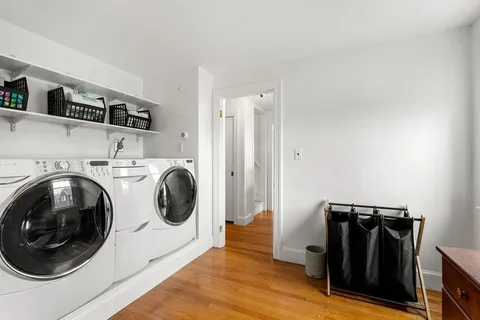a utility room with dryer and washer