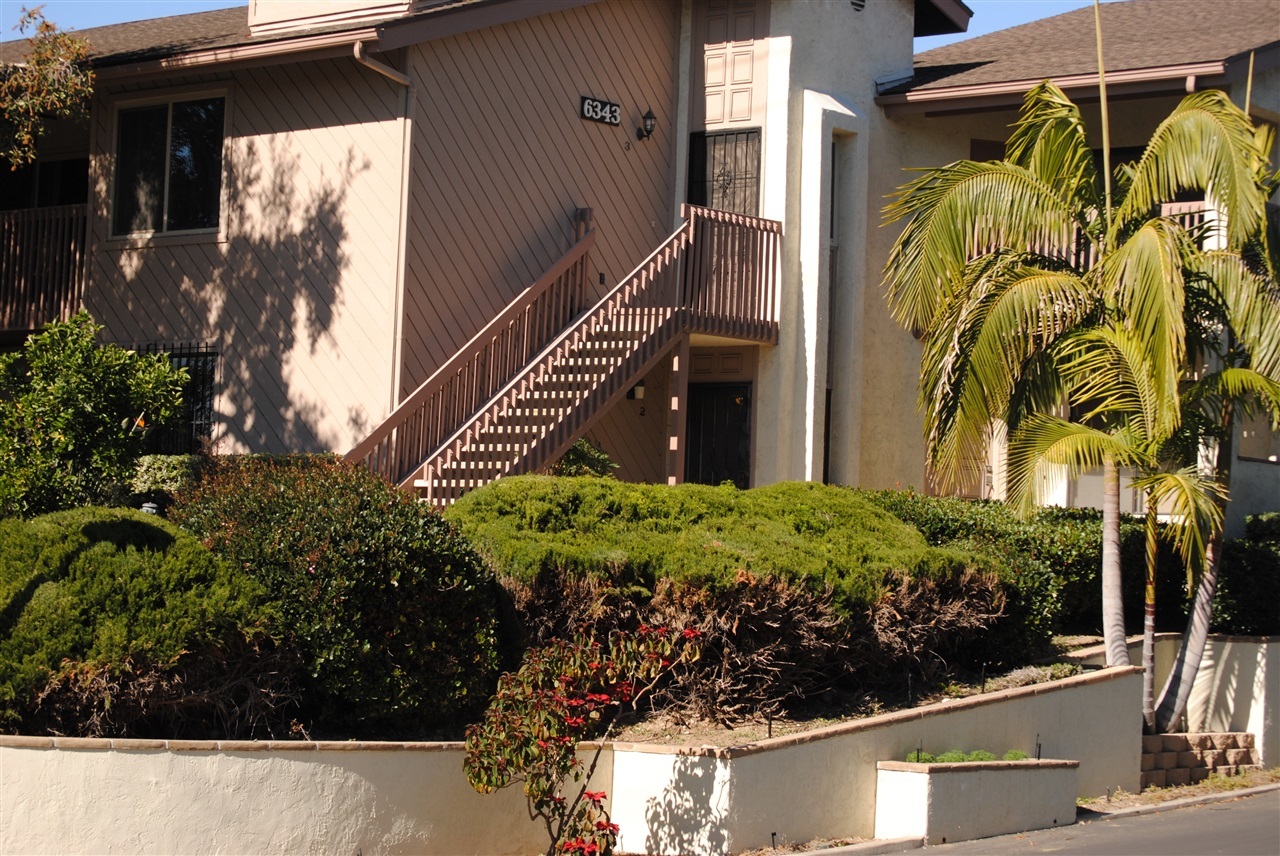 6343 Rancho Mission Road, Unit 2 San Diego, CA 92108 - Photo 23 of 24 Below stairs is Front Entrance to Subject Property.