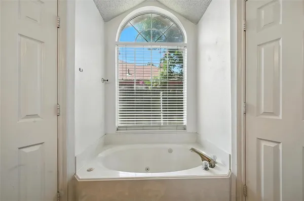 a bathroom with a tub