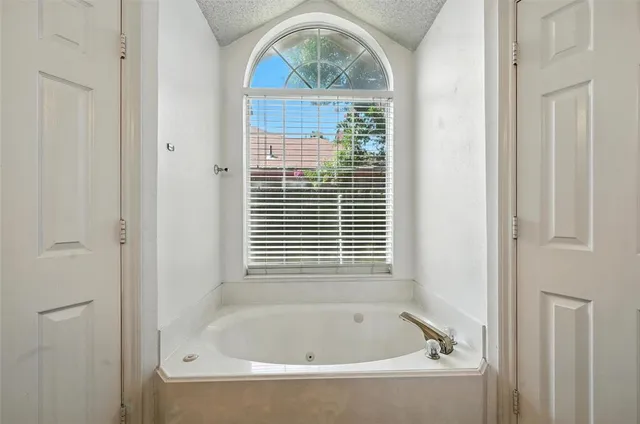 a bathroom with a tub