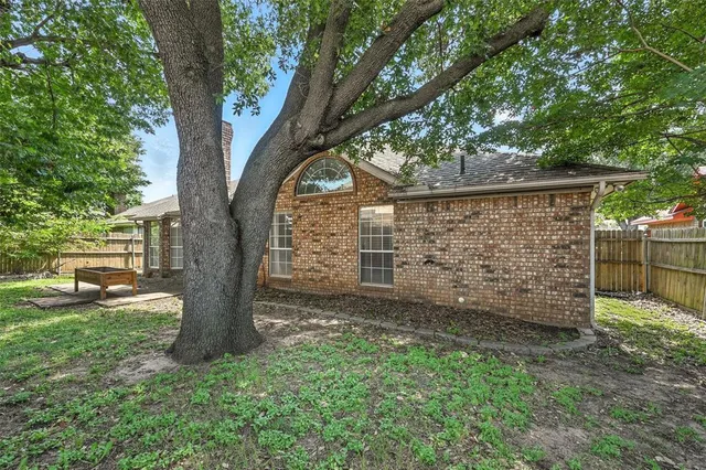 a view of a yard with a tree