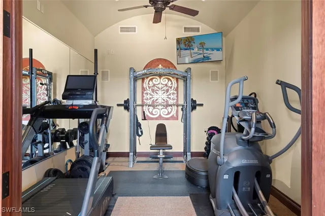 a view of a room with gym equipment