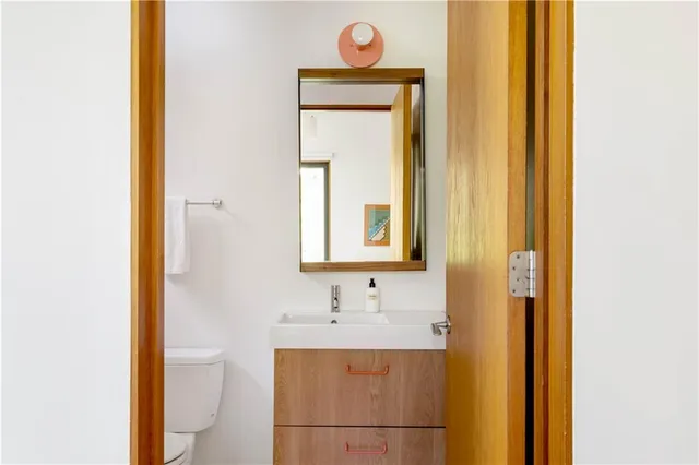 a living room with large window