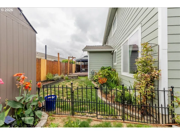 a house view with a garden space