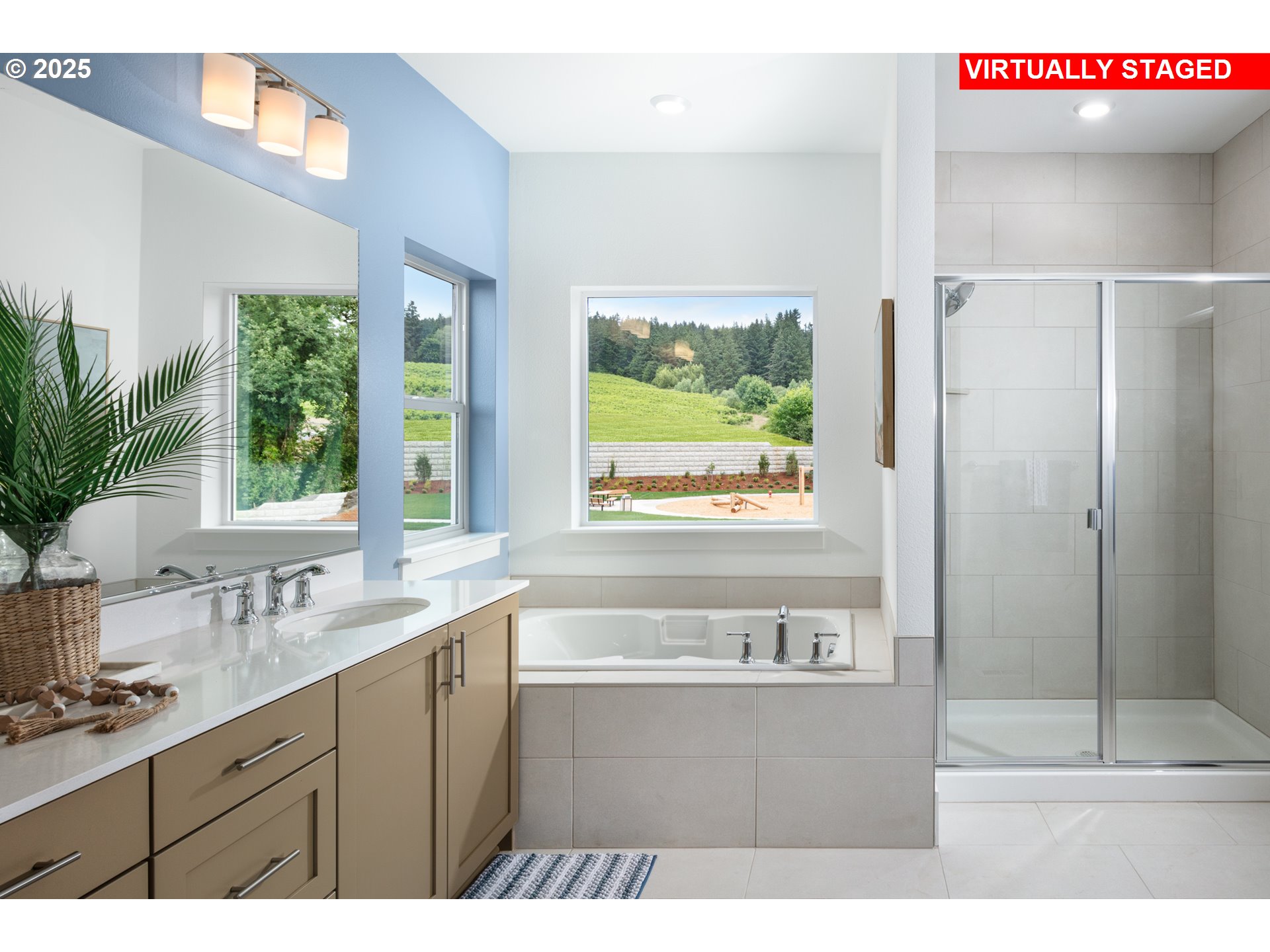 17765 Southwest Maiden Court Beaverton, OR 97007 - Photo 7 of 16 a bathroom with a sink and a large mirror