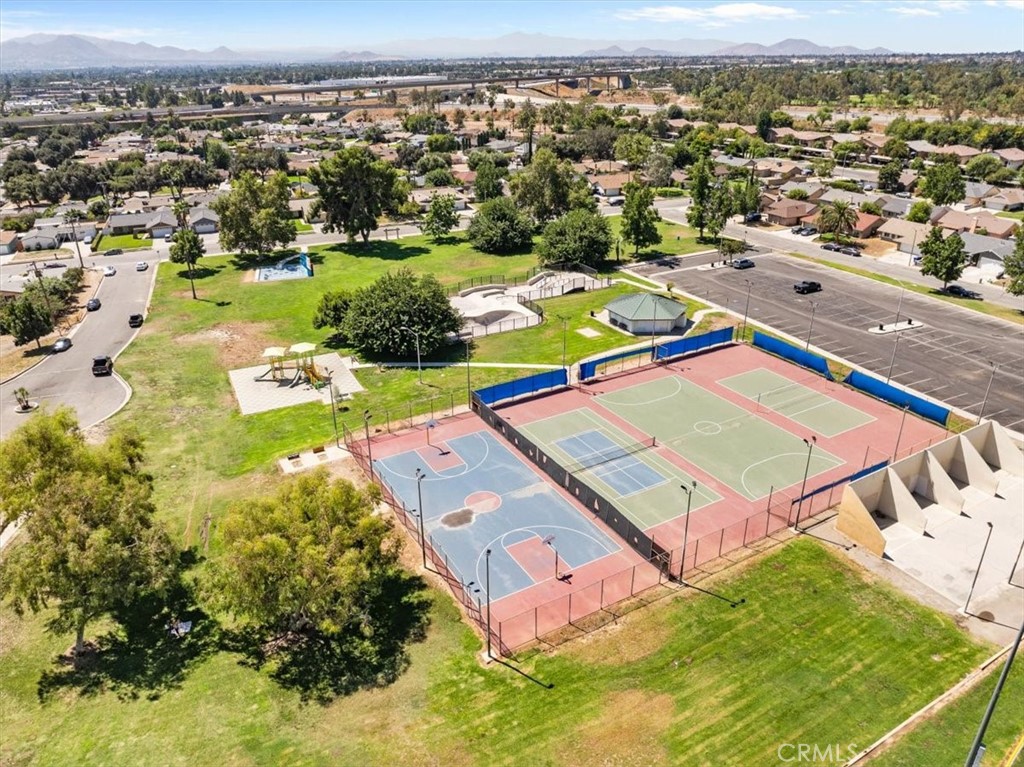 1417 West Marshall Boulevard San Bernardino, CA 92405 - Photo 38 of 39 an aerial view of a pool yard and mountain view in back