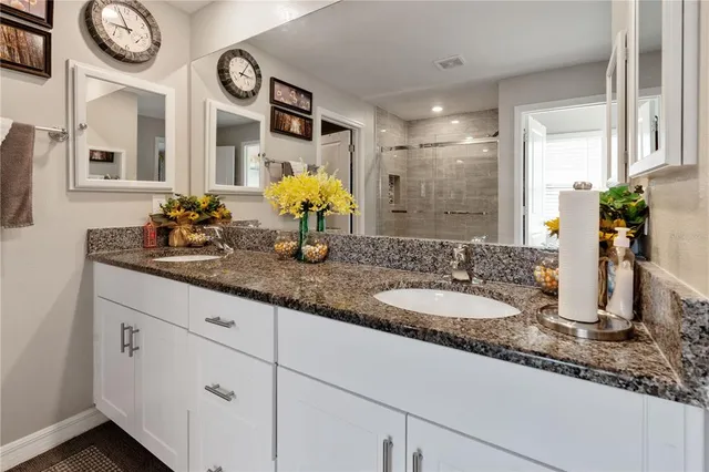 a bathroom with sink and a mirror