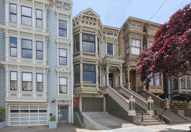 a front view of a multi story building