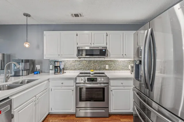 a view of a kitchen counter top space