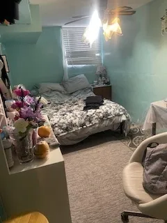 a bedroom with furniture and a potted plant