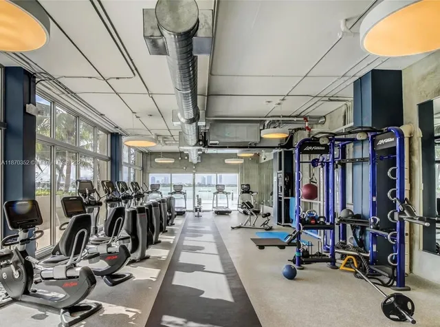 a view of a room with gym equipment