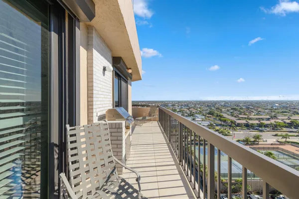 a view of balcony with city view
