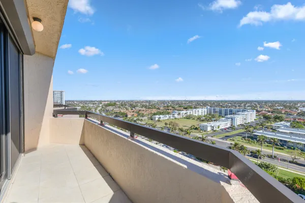 a view of balcony with city view