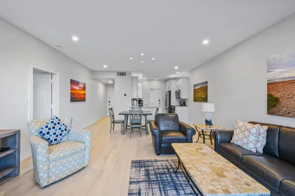 a living room with furniture and a couch